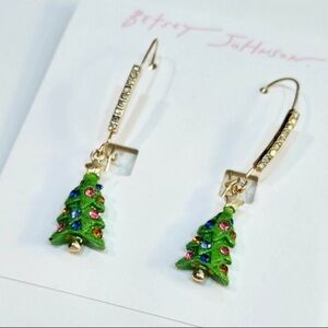 BETSEY JOHNSON Christmas Tree Sparkle Crystal Lights Ornaments Earrings NEW NWT